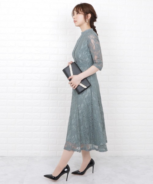 Lace Ladies（レースレディース） ドレス 七分袖総レースミモレ丈