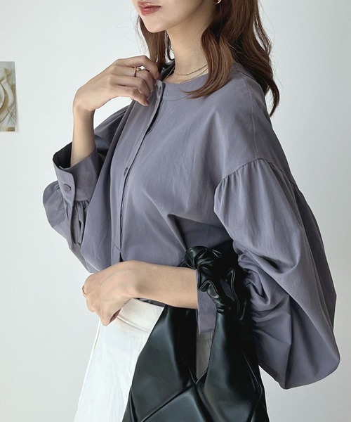 新品タグ付き♡CELFORD 衿ビジューブラウス バルーンスリーブ バンドカラー Futier Land ブラウス シャツ バルーンスリーブバンドカラー