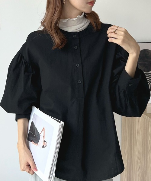 新品タグ付き♡CELFORD 衿ビジューブラウス バルーンスリーブ バンドカラー Futier Land ブラウス シャツ バルーンスリーブバンドカラー