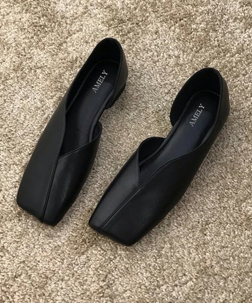 VIVAIA ヴィヴァイア　フラットシューズ　パンプス　スクエア　Vカット　黒 未使用 ヴィヴァイア VIVAIA スクエアトゥ パンプス フラット
