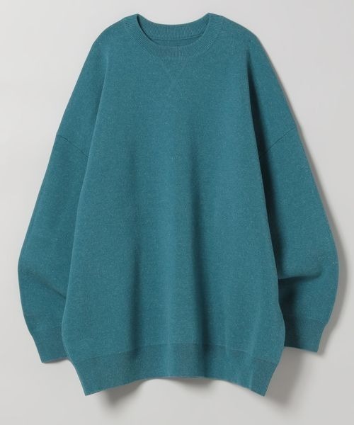 ジネス Jines☆毛100% ボリュームスリーブ プルオーバーニット 38 JEANASIS ニット セーター 12G Wジャガードボリュームスリーブ