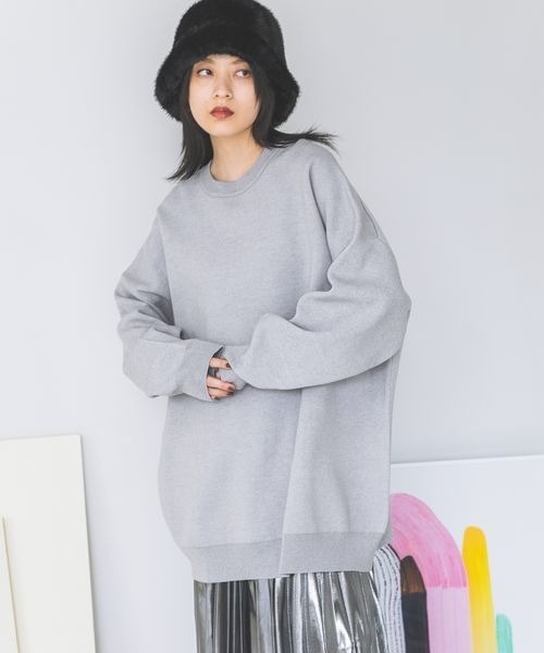 JEANASIS ニット セーター 12G Wジャガードボリュームスリーブ