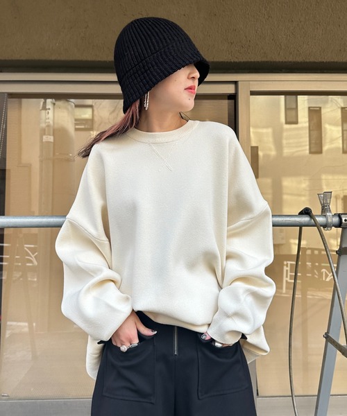 JEANASIS ニット セーター 12G Wジャガードボリュームスリーブ