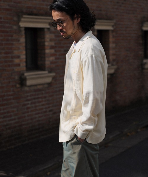 FAST COLOR シャツ リネン混ロングスリーブキューバシャツ メンズ