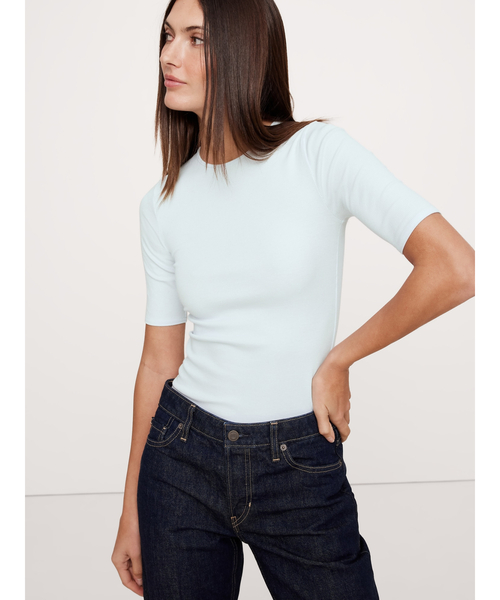 tシャツ リブ エルボースリーブ Tシャツ レディース tシャツ リブ エルボースリーブ Tシャツ レディース : ZOZOTOWN