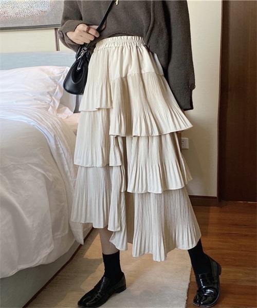 FREE STYLISTS ロング スカート フリルアシンメトリーティアード