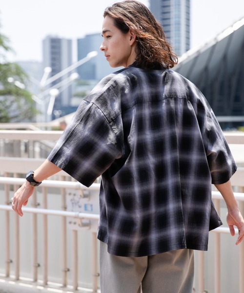 WEGO BOYNEXTDOOR オンブレチェックシャツ ブラック M ボネクド WEGO シャツ WEGO/オンブレチェックビッグシャツ メンズ