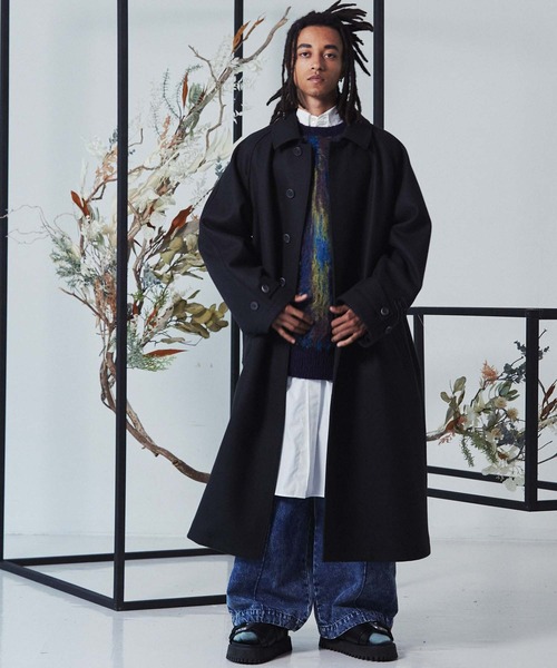 ステンカラーコート 《UNISEX》Super140s Prime-Over Melton Balmachan Coat/プライムオーバーメルトンバル MAISON UNISEX Super140s Prime Over Melton Balmachan