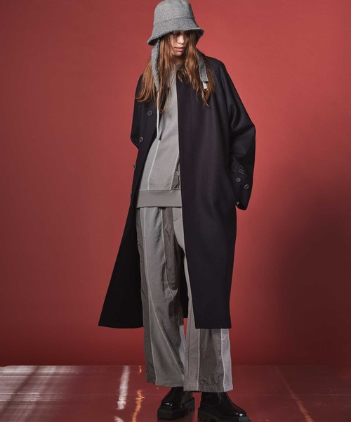 ステンカラーコート 《UNISEX》Super140s Prime-Over Melton Balmachan Coat/プライムオーバーメルトンバル MAISON UNISEX Super140s Prime Over Melton Balmachan