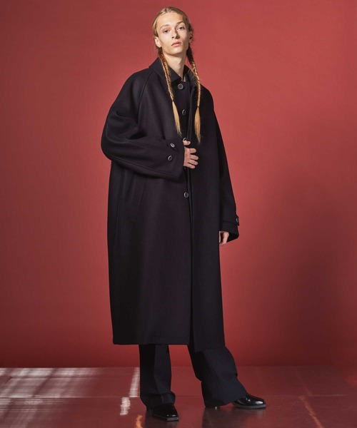 ステンカラーコート 《UNISEX》Super140s Prime-Over Melton Balmachan Coat/プライムオーバーメルトンバル MAISON UNISEX Super140s Prime Over Melton Balmachan
