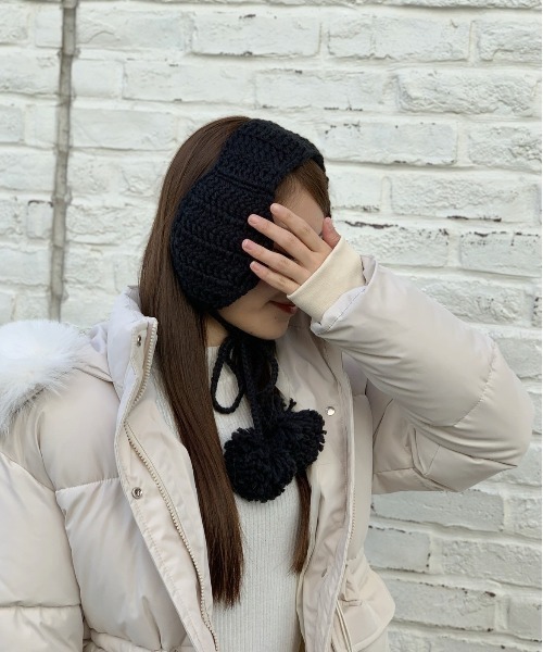 耳当て イヤーマフ 「可愛く防寒対策！」ぽんぽんニット
