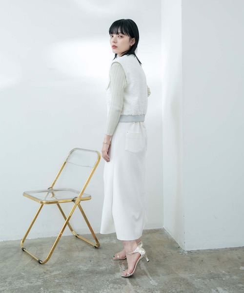 Eimee Law◆ベスト/38/ポリエステル/BRW/無地/82343B-2 Eimee Law(エイミーロウ) / ベスト/38/ポリエステル/BRW/無地