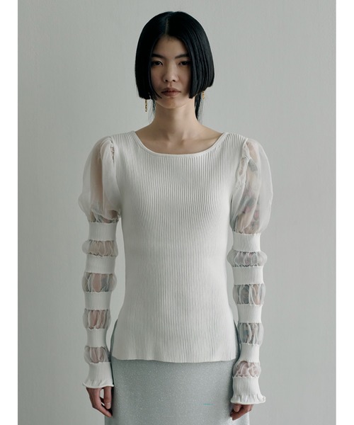 ソリン 新作トップス シルバー SORIN ニット セーター Sheer ＆ Rib Mix Top レディース