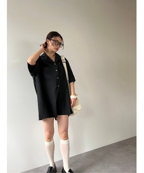 HANNE オールインワン オープンカラーシャツオールインワン レディース