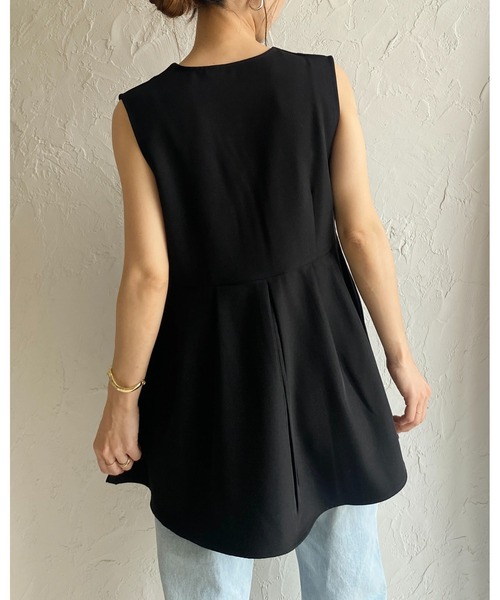 She's Closet ベスト ジレ ノースリーブVネックタックフレア