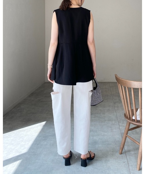 She's Closet ベスト ジレ ノースリーブVネックタックフレア
