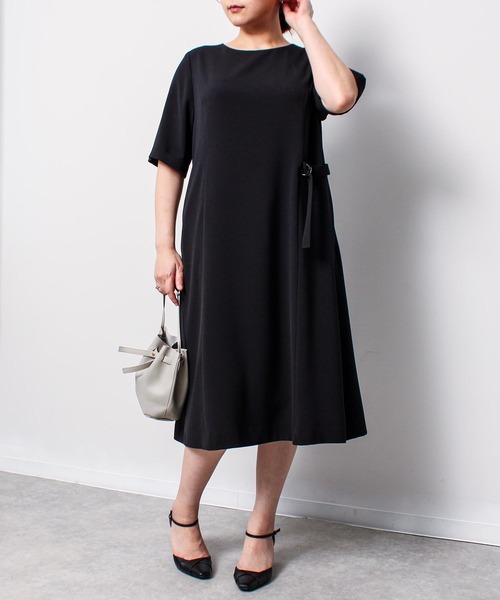 24FW【新品未使用 アルチビオ】機能素材切り替えワンピース38号 fleur by mint breeze（フルールバイミントブリーズ） ワンピース 「L