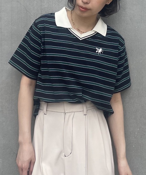 179/WG tシャツ 半袖 ラインデザイン ラガーTシャツ／マルチボーダー