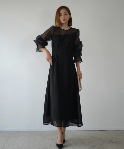 マイシャウティー　My shawty 黒マキシパーティードレス My shawty（マイシャウティー） ドレス design cut day dress