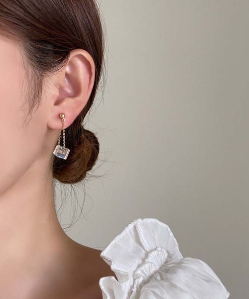 ピアス YUKA(^^) yu-ka ピアス YU-KA:オーロラビーズチェーンピアス レディース