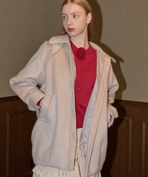 コート アウター lace docking wool coat / レースウールコート レディース