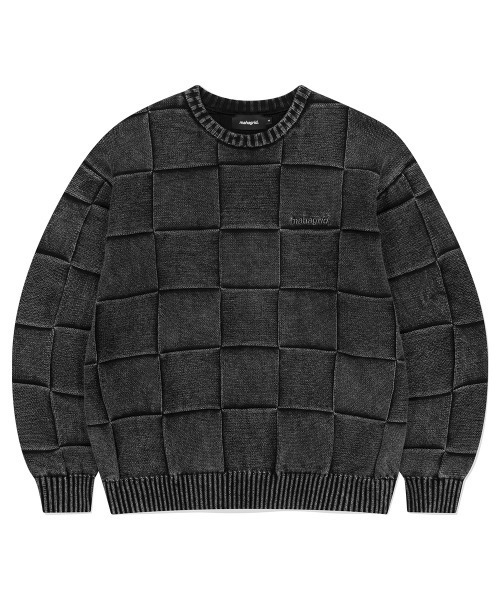 ニット セーター 「mahagrid/マハグリッド」 PIGMENT CHECKERBOARD KNIT SWEATER/ピグメント チェッカーボード