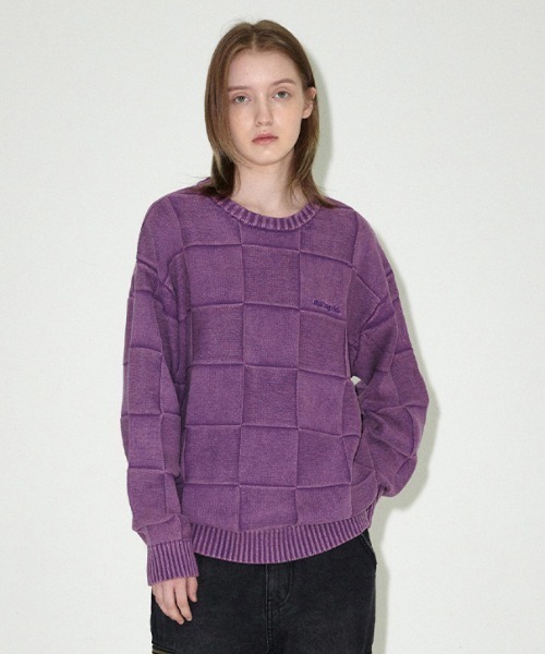 MAHAGRID（マハグリッド） ニット セーター PIGMENT CHECKERBOARD KNIT