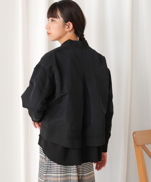 BouJeloud レザー・ニット ジップアップロングジャケット