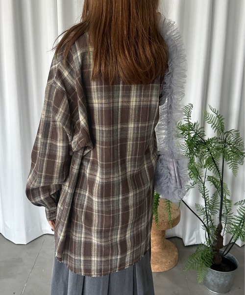 kutir（クティール） ブラウス シャツ フリンジオーバーチェック 
