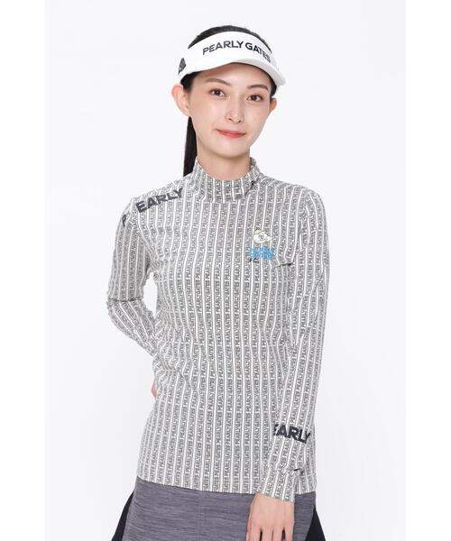 美品【パーリーゲイツ 】ベアジャガードハイネック長袖シャツ ライム PEARLY GATES tシャツ 「PEARLY GATES」ベア天竺長袖ハイネック