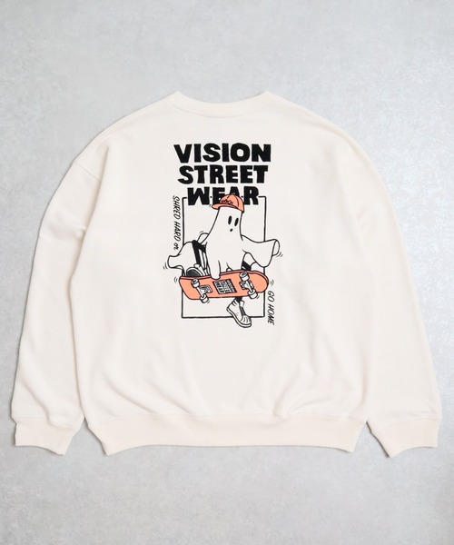 トレーナー スウェット 「VISION STREET WEAR」オリジナルグラフィック ゴーストイラストスウェットトレーナー レディース メンズ VISION STREET WEAR トレーナー スウェット 「VISION WEAR
