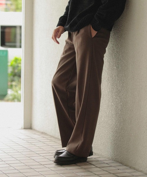 ワイド スラックス ウールタッチ 春秋 韓国 シンプル 2色 hr9011 ワイドパンツ スラックス ズボン ワイドスラックス スーツパンツ
