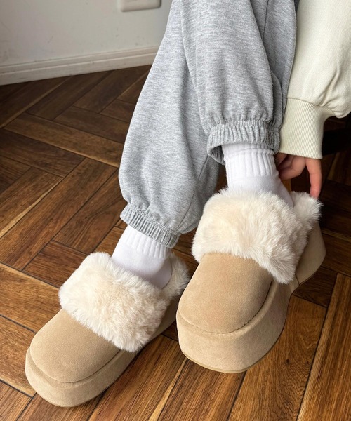 shopnikoniko（ショップにこにこ） スリッポン フェイクムートン
