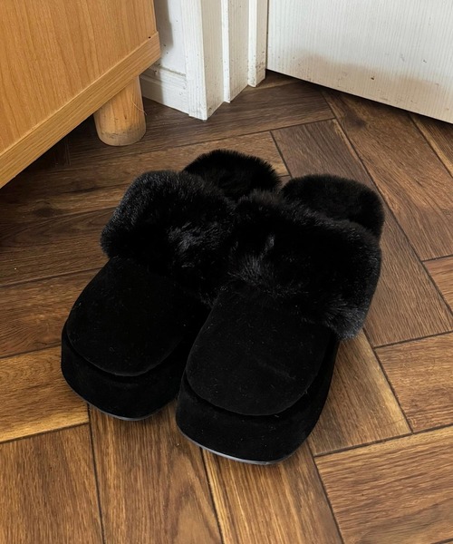 shopnikoniko（ショップにこにこ） スリッポン フェイクムートン