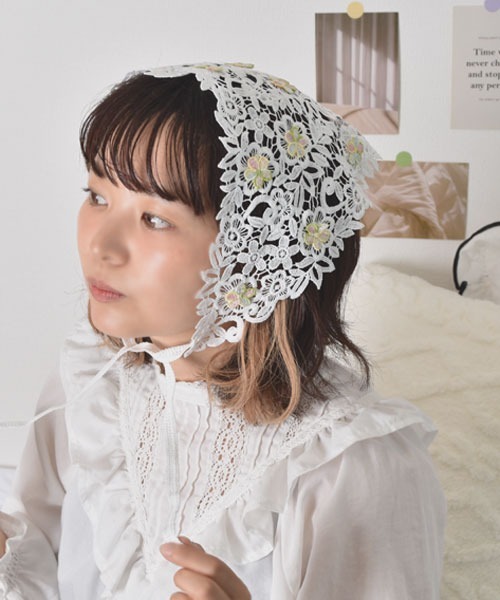 CA4LA花柄刺繍リバーシブル バブーシュカ TONE SELECT GOODS 「urge select」レース アソート花柄刺繍