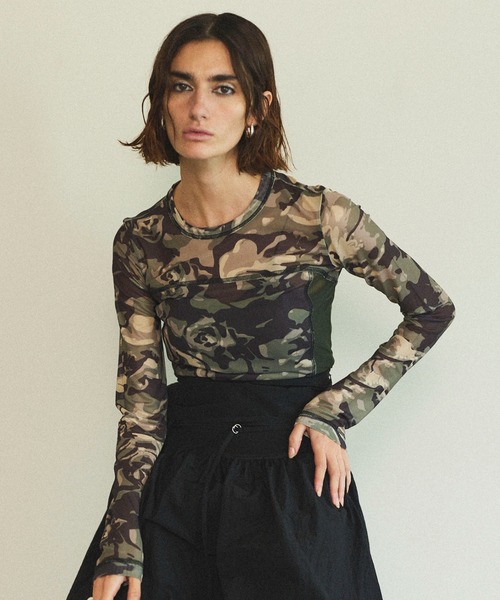 tシャツ Camouflage Mesh Fabric Inner Tops/カモフラージュメッシュインナー「MAISON SPECIAL/メゾンスペ