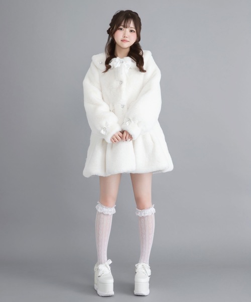 DearMyLove コート アウター キラキラビジュー襟デザインファーコート