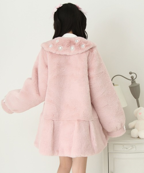 DearMyLove コート アウター キラキラビジュー襟デザインファーコート