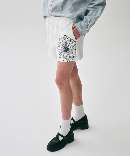 Mardi Mercredi スウェットパンツ ジャージ SWEAT SHORTS FLOWER