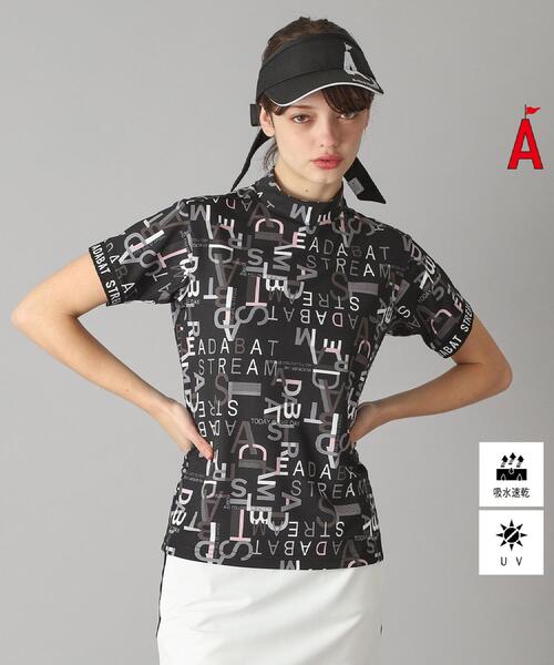 tシャツ UVカット/吸水速乾 タイポグラフィモックネックT レディース