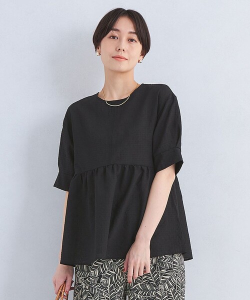 ペプラムカットソー　ブラック セール】【WEB限定】ビッグカラーペプラムカットソー（Tシャツ
