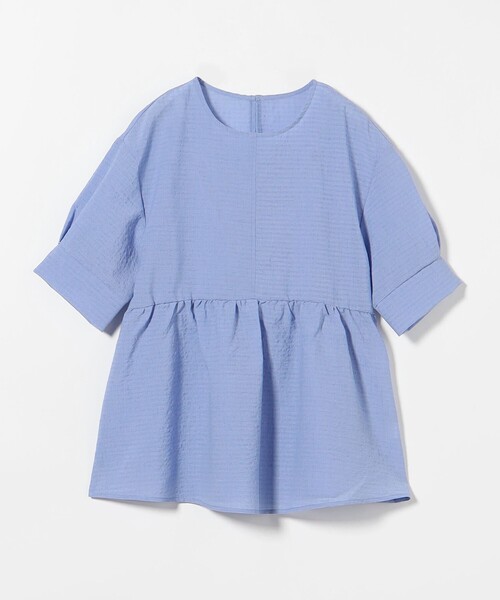 tシャツ フード風バックペプラムミディ丈カットソープルオーバー レディース green label relaxing tシャツ サッカー ペプラム プルオーバー