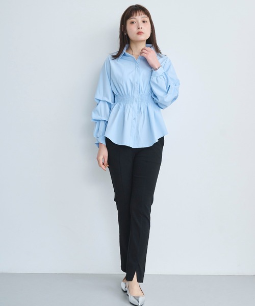 パンツ 「ハイパーストレッチ」裾スリット入りスリムパンツ レディース