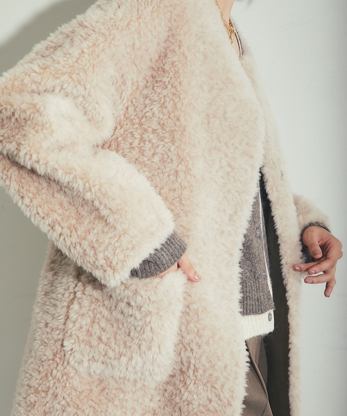 「SMILE ORCHID」 ノーカラーコート M アイボリー レディース_画像8