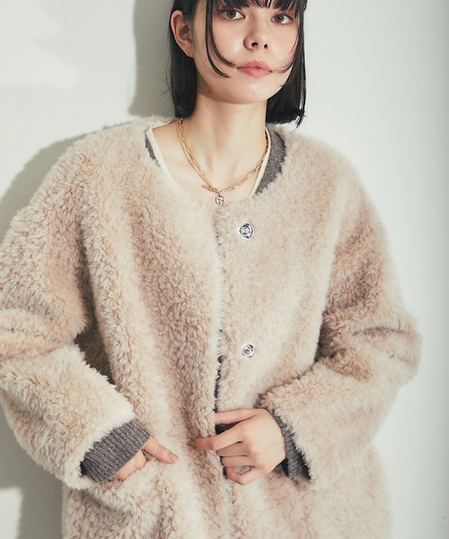 「SMILE ORCHID」 ノーカラーコート M アイボリー レディース_画像9