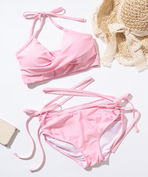 FIED ピンク ストライプ水着 26 Lace Ladies（レースレディース） 水着 「2点セット」ツイスト クロス