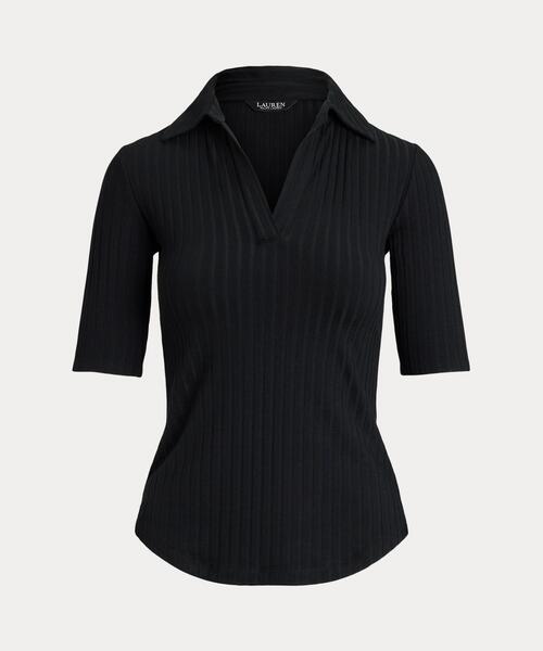 【RALPH LAUREN】リブニット エルボースリーブ ポロシャツドレス LAUREN RALPH ポロシャツ ポロ リブニット エルボースリーブ T