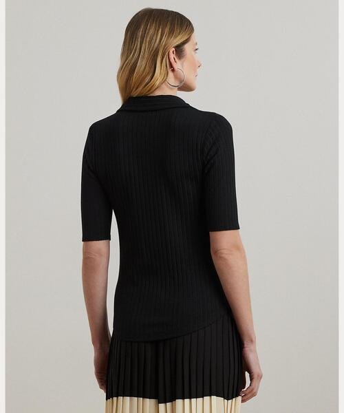 【RALPH LAUREN】リブニット エルボースリーブ ポロシャツドレス LAUREN RALPH ポロシャツ ポロ リブニット エルボースリーブ T