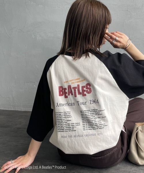 tシャツ 「THE BEATLES/ザ ビートルズ」 ツアーフォトプリント ラグランTシャツ レディース メンズ