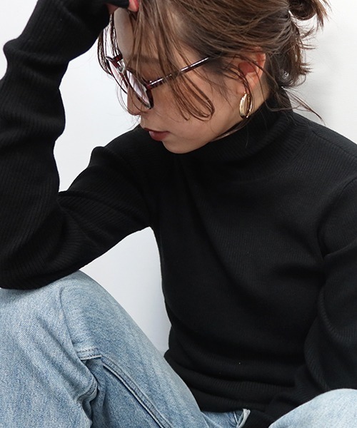 「CREDONA」 タートルネックニット FREE ブルー レディース_画像2